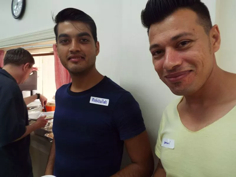 Mohibulla Alizi and Ameri Zabiullah of Aghanistan at a recent welcome dinner for refugees living in our area.