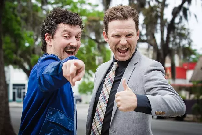 This ain’t no trolley tour: Daniel Gilbert and John Brennan mix absurdity and historical fact in their new show. - PHOTO BY CHRISTOPHER DANGER MENDRALA