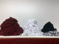 1. The Fabric of Our Reality, a Performance, Installation view, variable, 21 United States flags (500 days), 2017-ongoing