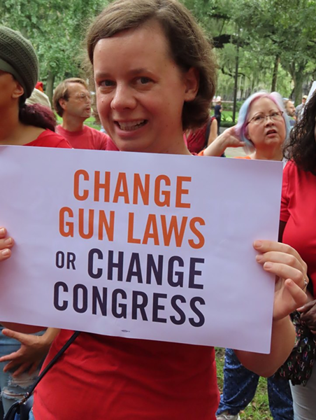 An attendee at this past weekend's 'Savannah Recess Rally,' organized in part by Moms Demand Action - PHOTO BY KRISTY EDENFIELD