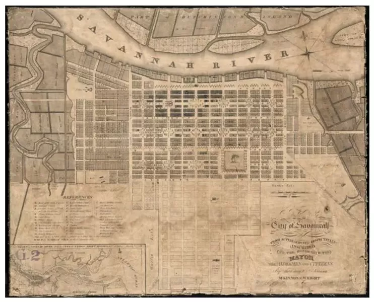 Circa 1820 map of Savannah. - COURTESTY CITY OF SAVANNAH