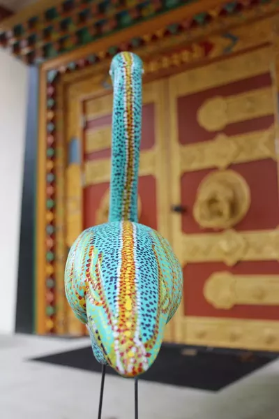 Savannah Flamingo Fest co-organizer and artist Karen Abato created this dotted bird.