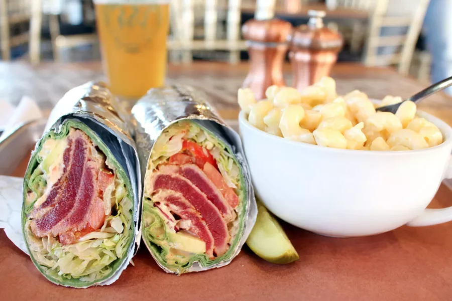 Ahi Tuna Sashimi Wrap with avocado and firecracker sauce, which was all swaddled tightly in a garlic herb wrap.