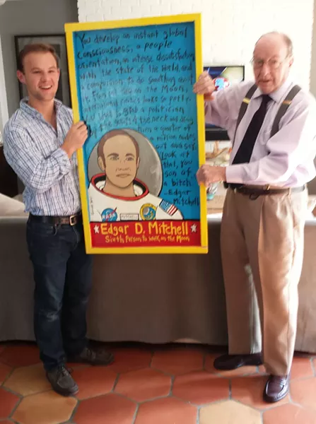 The writer's nephew, Chase, with her father, former Apollo astronaut Edgar Mitchell.