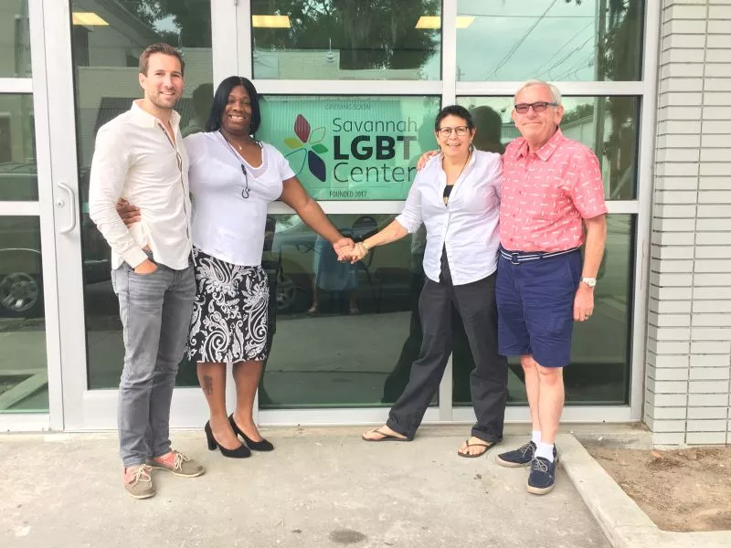 Left to right: Dusty Church of Savannah Pride, Evonia Pollard of Transgender Empowerment Education, therapist and advocate Karen Abato and First City Network chair Michael Ploski at the new Savannah LGBT Center.