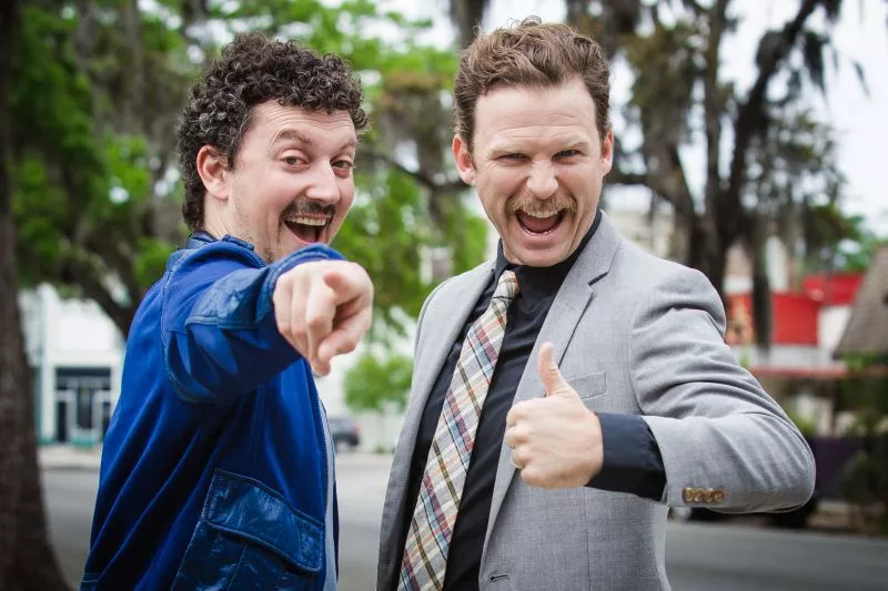 This ain’t no trolley tour: Daniel Gilbert and John Brennan mix absurdity and historical fact in their new show. - PHOTO BY CHRISTOPHER DANGER MENDRALA