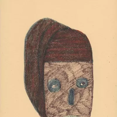 Curse, pen, crayon, and marker on Manila paper, 9 x 12 inches, 2020.