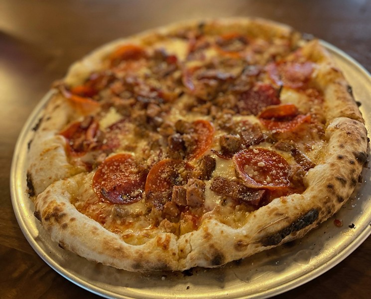 Meat Lover's Pizza from Oak and Ash Wood-Fired Pizza - ANGIE QUEBEDEAUX