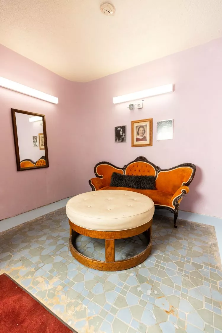 The restoration of the second floor space at the Texas Theatre uncovered some of the original tiles that date back to the historic building's original construction, like the floor tiles in the ladies' lounge. - KATHY TRAN