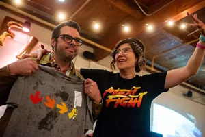 Aaron Franklin and Meat Fight's Alice Laussade. Bid to skip the line at Franklin Barbecue when Meat Fight takes its annual auction online Saturday. - BRIAN MASCHINO