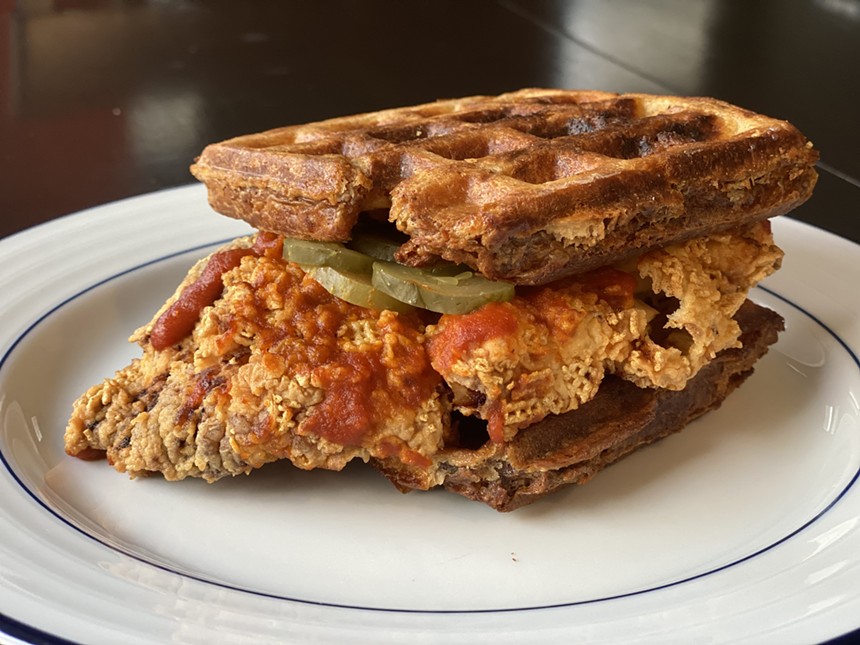 The hot chicken and waffle sandwich from La Casita Bakeshop is here to fill the sweet-savory-spicy hole in your life. - CHRIS WOLFGANG
