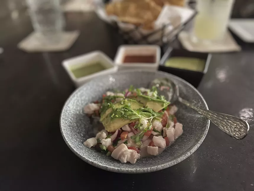 Citrus-marinated snapper ceviche. - ANGIE QUEBEDEAUX