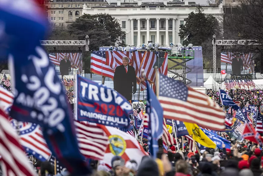 Former President Donald Trump leads his rally before the Capitol insurrection on January 6, 2021. - SAMUEL CORUM/GETTY IMAGES