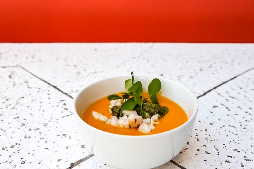 The carrot habanero soup at José topped with lump crab meat. - PHOTO COURTESY OF JOSÉ