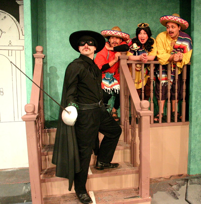 A production of Zorro: The Legend Lives! at Dallas' Pocket Sandwich Theater.