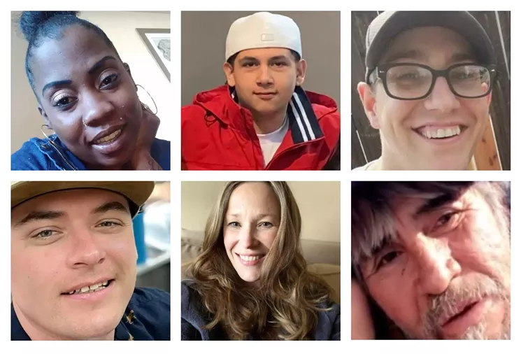 Clockwise from upper left: Seteria Nicole Black, Isaac Garcia, Andy Billinger, David Lara, Sarah Terry and Gary McLaughlin all have pages on the Gun Memorial website. - GUNMEMORIAL.ORG