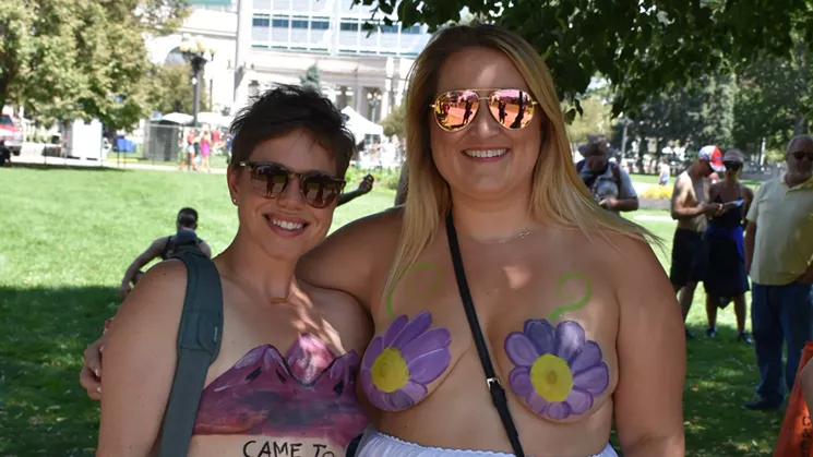 Two previous participants in Denver GoTopless Day. - COURTESY OF DENVER GOTOPLESS DAY