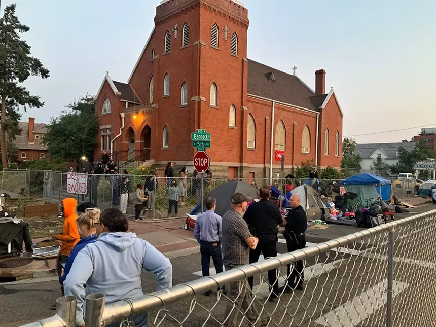 The city swept this encampment at West Fifth Avenue and Bannock Street on August 31. - CONOR MCCORMICK-CAVANAGH