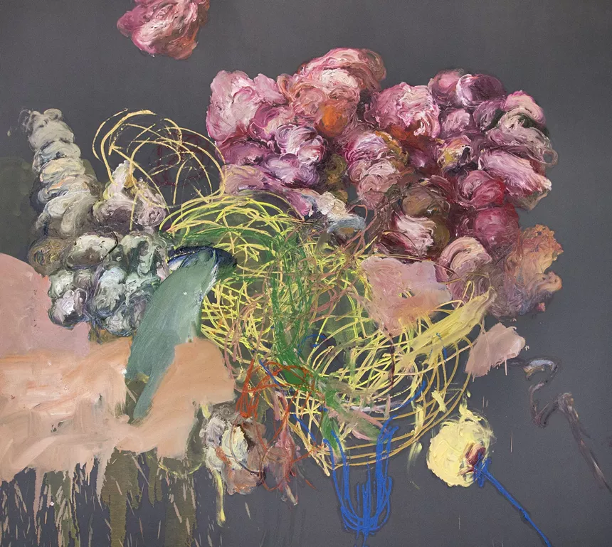 Ángel Ricardo Ríos, “Los Prejuicios Rosas Fueron Invenciones del Amari,” oil on canvas. - ANGEL RICARDO RIOS, K CONTEMPORARY