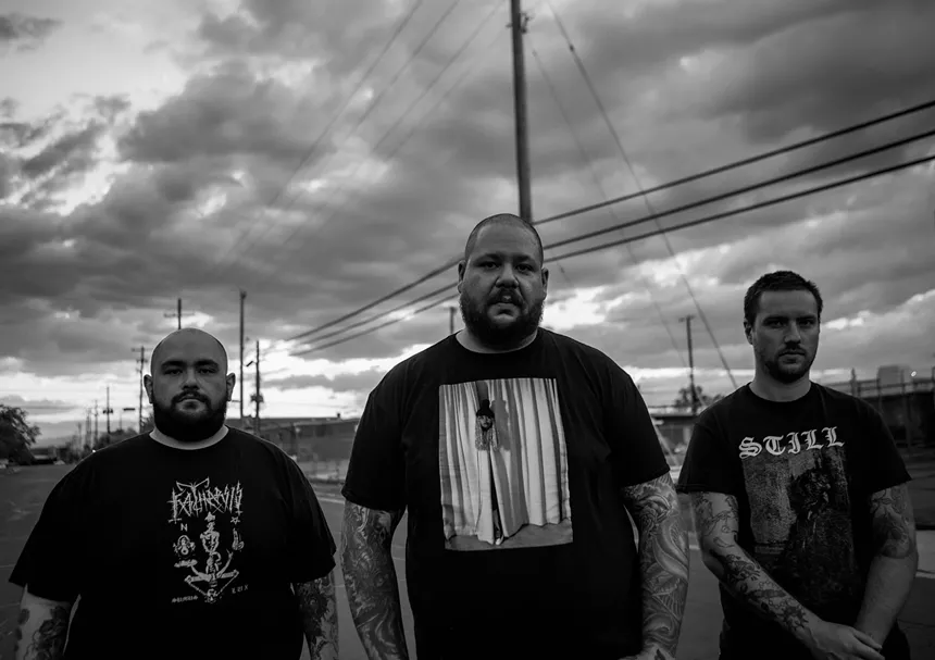 Primitive Man's Ethan McCarthy, center, is known as the godfather of the Denver metal scene. - ALVINO SALCEDO