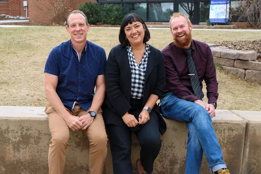 Kent Denver School’s music program is spearheaded by (left to right) Producer of Commercial Music Justin Adams, choir director Kali Paguirigan and music teacher Zakk Wooten. - LISA MORTELL