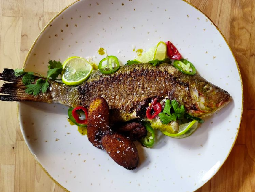 Whole roasted fish is one of three large, shareable dishes on the menu. - LUCINA EATERY & BAR/INSTAGRAM