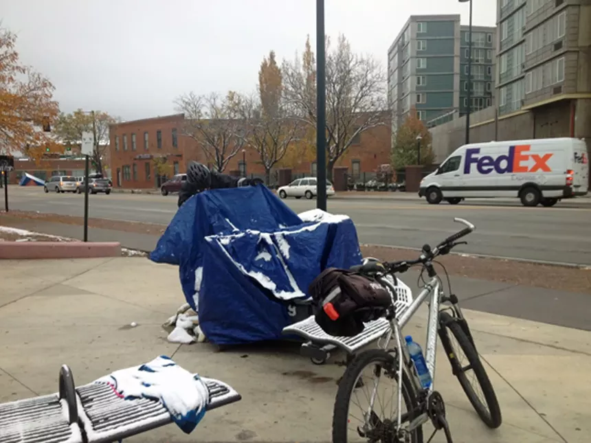 An abandoned campsite in 2012, the year Denver passed the camping ban. - SAM LEVIN