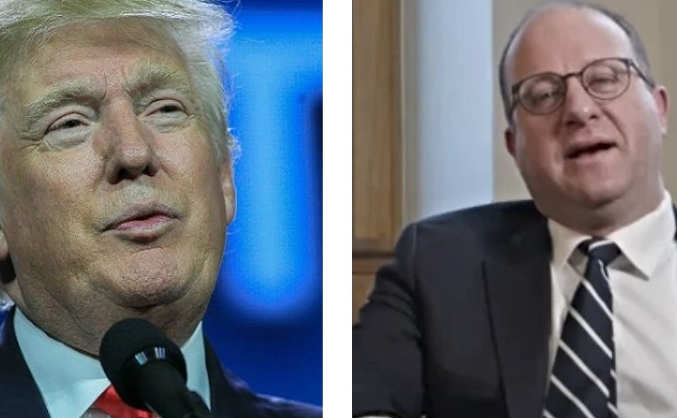 Donald Trump during a 2016 appearance in Denver and a 2020 image of Governor Jared Polis.