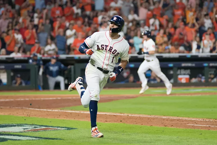 Carlos Correa got an emotional ovation (and hit a homer) at what is likely his last regular season game in Houston. - PHOTO BY JACK GORMAN