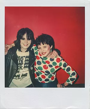 Fellow rocker Joan Jett with a brunette Schock. - PHOTO FROM THE COLLECTION OF GINA SCHOCK/COURTESY OF MAD INK PR