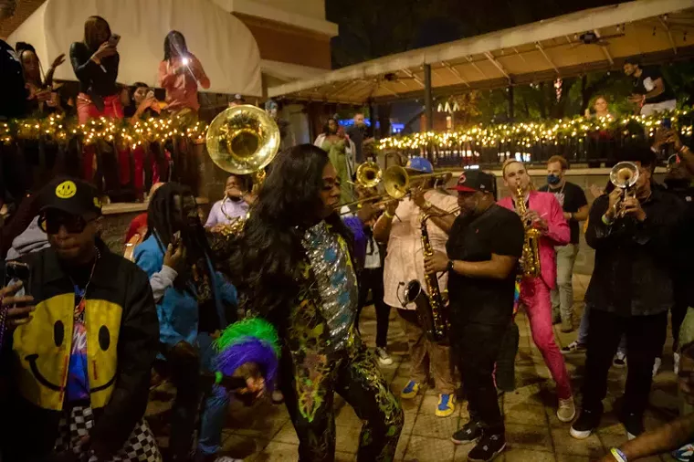 Big Freedia, backed by The Soul Rebels, led the audience into the streets to dance. - PHOTO BY VIOLETA ALVAREZ
