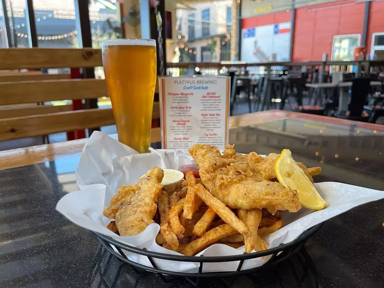 A cold pint at Platypus is a perfect friend for Fish and Chips. - PHOTO BY KYLE STUPECK