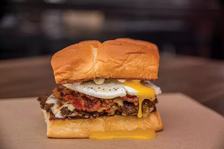 The Hangover Burger will absorb any alcohol left in your system the night before. - PHOTO BY PAUL CASTRO
