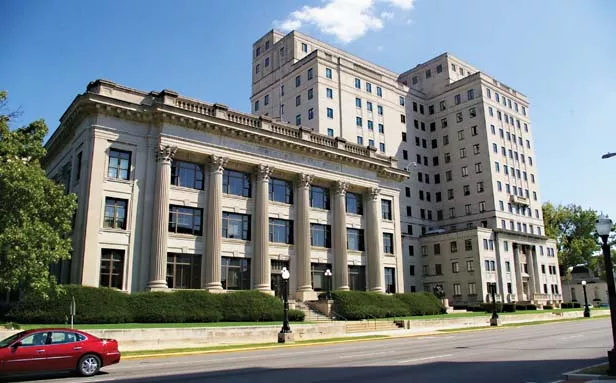 Three main buildings make up the Franklin Life complex, acquired by the state in 2009 for $13.2 million. - PHOTO BY DAVID HINE