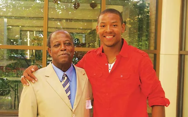 Jim Boykin (left), president of the Frontiers International Springfield Club, and Lance Boozer, recipient of the Frontiers International 1K Scholarship. - PHOTO BY NEIL SCHNEIDER