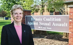 Polly Poskin, executive director of the Springfield-based Illinois Coalition Against Sexual Assault, hopes to see schools respond more compassionately toward rape victims. - PHOTO BY PATRICK YEAGLE