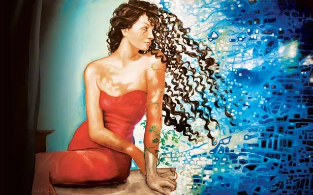 Michael Mayosky’s painting, Scheherazade, at the Springfield Art Association gallery for the ArtBeats exhibit. - PHOTO BY PATRICK YEAGLE
