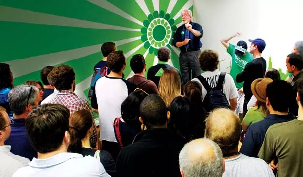 Rich Whitney speaks at the grand opening of the Illinois Green Party’s new office in the Logan Square neighborhood of Chicago. Whitney is running for governor as a Green Party candidate.