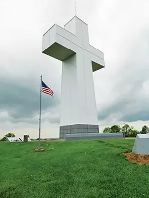 The Bald Knob cross stands 111 feet tall on one of the highest spots in southern Illinois near Alto Pass. Completed in 1963, the cross draws tourists from throughout the world.