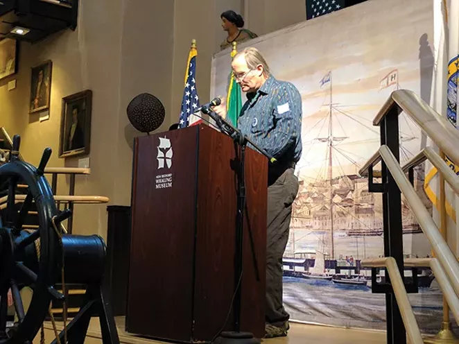 In January 2017 Herman Melville’s great-great-grandson, Peter Gansevoort Whittemore, read the classic opening excerpt beginning with the famous line, “Call me Ishmael.”. - PHOTO COURTESY NEW BEDFORD WHALING MUSEUM