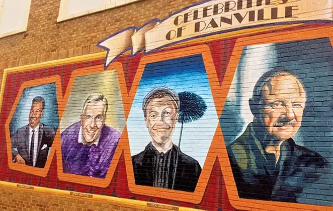 Bobby Short, Jerry and Dick Van Dyke, Gene Hackman, Donald O’Connor and Helen Morgan are just a few of Danville’s hometown heroes. They’re featured in the Celebrities of Danville mural by artist Andy Goretski at 200 N. Vermilion St. - PHOTO BY DIANNE CROWN