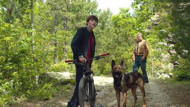 Justin (Josh Wiggins), his father (Thomas Haden Church) and Max get in over their heads in "Max." - COURTESY WARNER BROS.