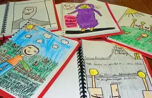Before Elkhart's school district was considated with Mt. Pulaski's, children at the grade school were required to study local history. They created these books about Elkhart as a class project.