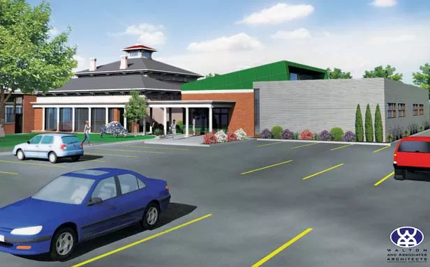 A view from Fifth Street of the proposed new Community Art Center at the Springfield Art Association, part of a planned major renovation and expansion of the SAA campus surrounding historic Edwards Place in the Enos Park neighborhood. - ILLUSTRATION COURTESY WALTON AND ASSOCIATES ARCHITECTS, P.C.