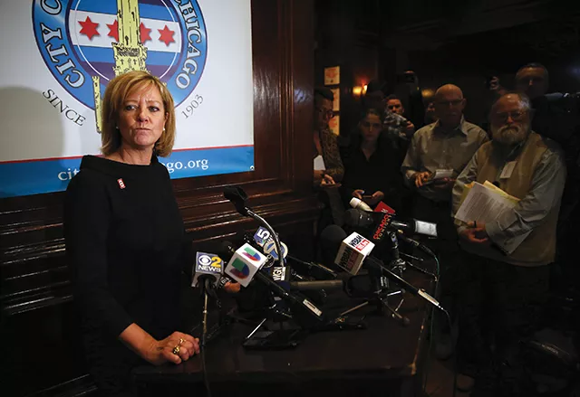 Ives talks to the media Feb. 5 after giving a speech at the City Club in Chicago, following the release of a video campaign ad that many called racist and homophobic. Ives did not back down. - PHOTO BY TERRENCE ANTONIO JAMES/CHICAGO TRIBUNE/TNS