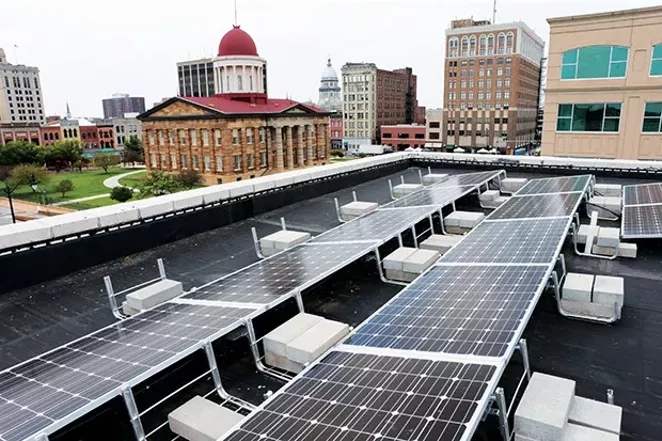 Practicing what they preach: Rooftop of WindSolarUSA at 104 N. Sixth St. - PHOTO COURTESY OF WINDSOLARUSA