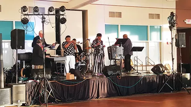New Orleans singer Charmaine Neville, second from right, with her band, including Springfield trumpet player Frank Parker.