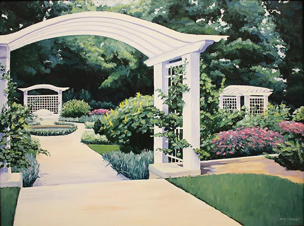 Eli Lily Garden, c. 1985 by Mary Ellen Strack, is one of the many works on display from the first 10 years of the Women's Art Alliance.