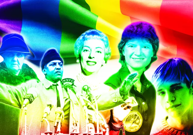 National figures who may soon be recognized in Illinois textbooks for their contributions to LGBT history include, from left, Jane Addams, Bayard Rustin, Christine Jorgensen, Sally Ride and Matthew Shepard. - PHOTO COLLAGE BY BRANDON TURLEY