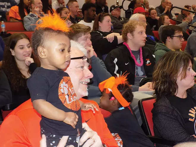 Girls matter, too: Lanphier High School fans take in the girls team’s first appearance in a state finals basketball tournament last week.